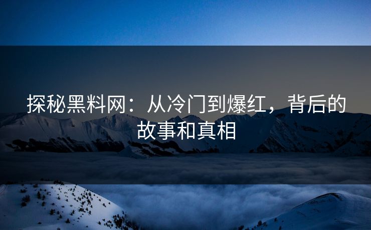 探秘黑料网：从冷门到爆红，背后的故事和真相