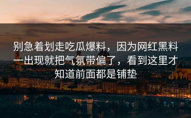 别急着划走吃瓜爆料，因为网红黑料一出现就把气氛带偏了，看到这里才知道前面都是铺垫