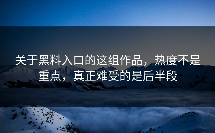 关于黑料入口的这组作品，热度不是重点，真正难受的是后半段
