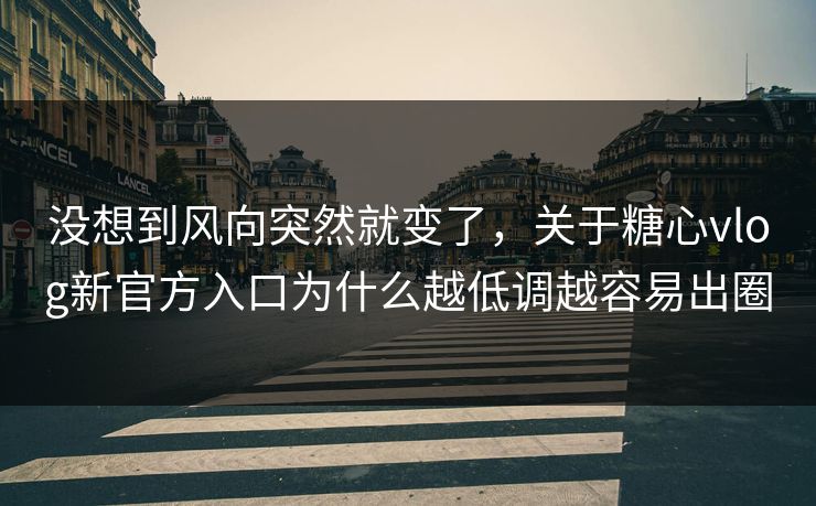 没想到风向突然就变了，关于糖心vlog新官方入口为什么越低调越容易出圈