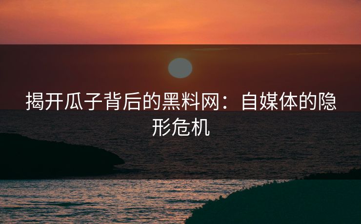 揭开瓜子背后的黑料网:自媒体的隐形危机 揭开瓜子背后的黑料网:自媒体的隐形危机