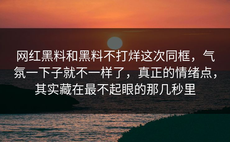 网红黑料和黑料不打烊这次同框,气氛一下子就不一样了,真正的情绪点,其实藏在最不起眼的那几秒里 网红黑料和黑料不打烊这次同框,气氛一下子就不一样了,真正的情绪点,其实藏在最不起眼的那几秒里